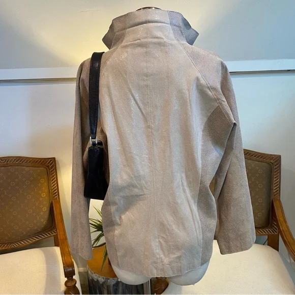 Vintage 80s Animal Print Genuine Suede Leather Blazer Jacket Grunge Indie Scandi - Picture 3 of 4